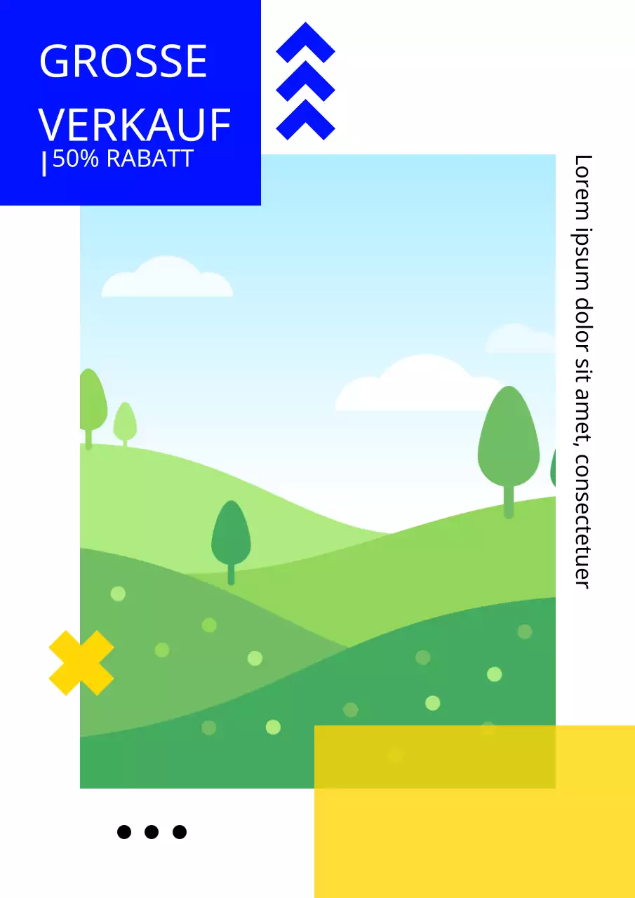 Verschiedene Layouts mit blauen und gelben Fotos