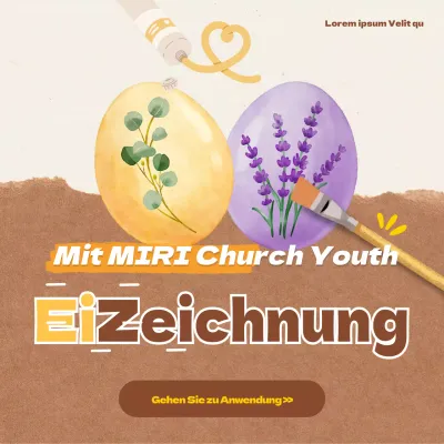 Ostereier-Zeichnung mit Beige und Kraftpapier für ein warmes Ostergefühl Social Media