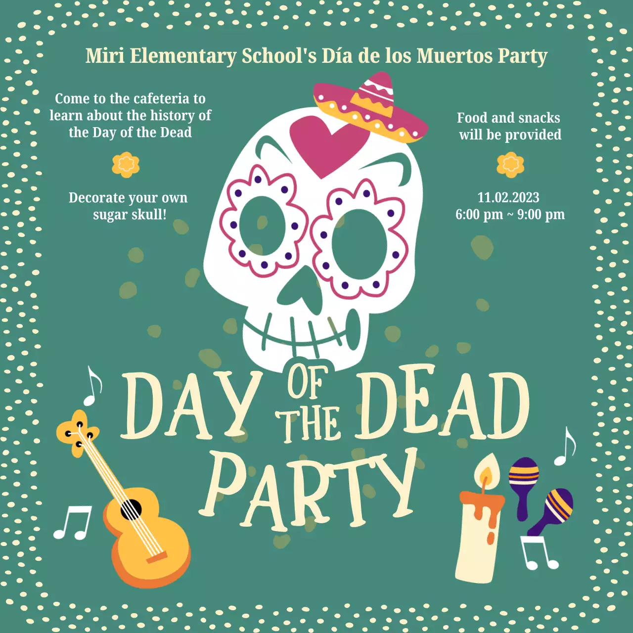 Green Cultural Party Announcement Social Media Post