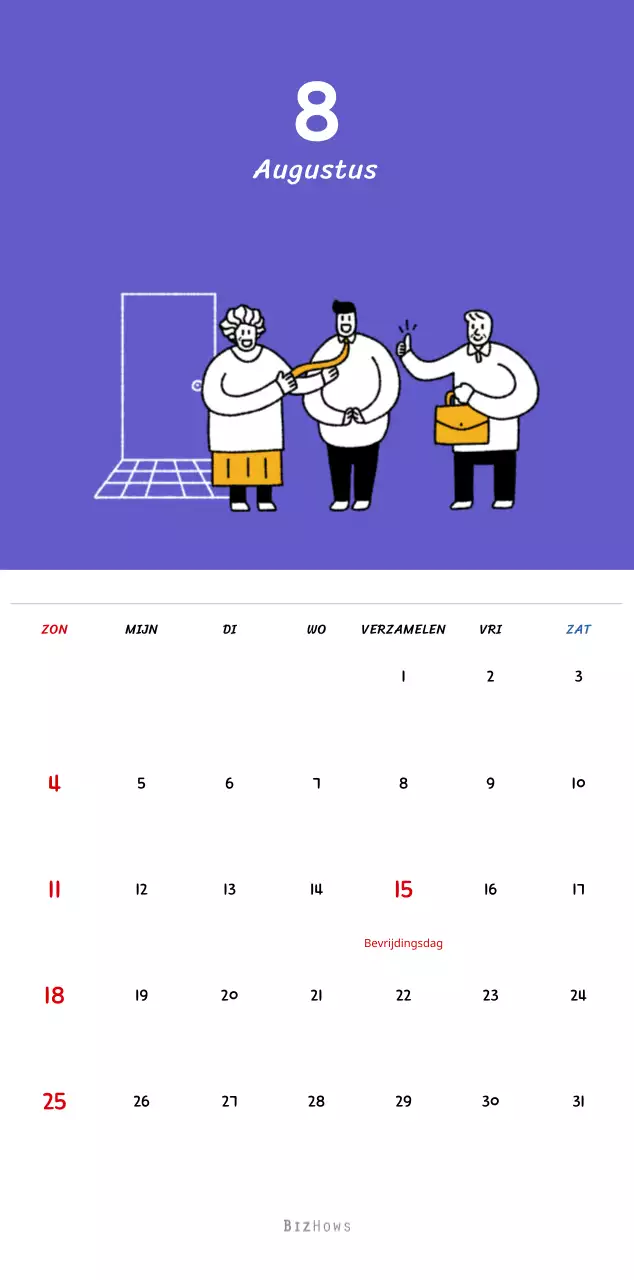 Nieuwjaarskalender met schattige illustraties