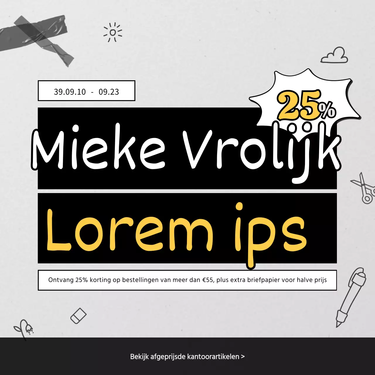 Zwart-wit eenvoudig briefpapier in de uitverkoop