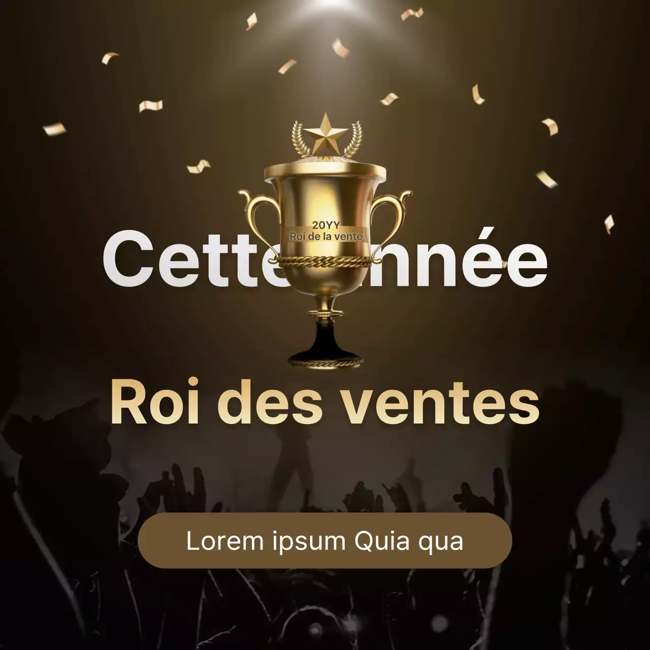 trophée, vendeur, obscurité, poudre d'or, pétards, acclamations, scène, lumière, fin d'année, événement