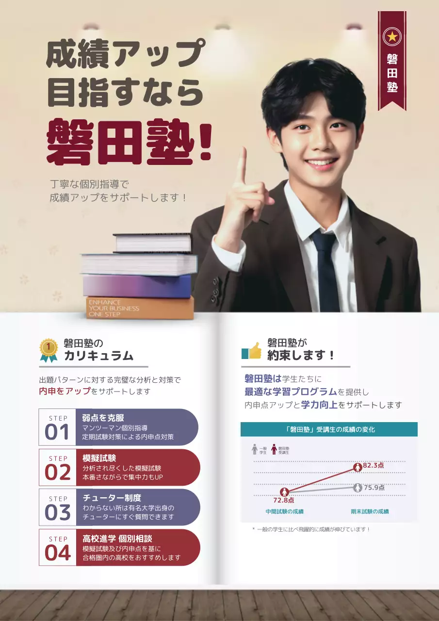 茶色 シンプル 塾 チラシ ポスター