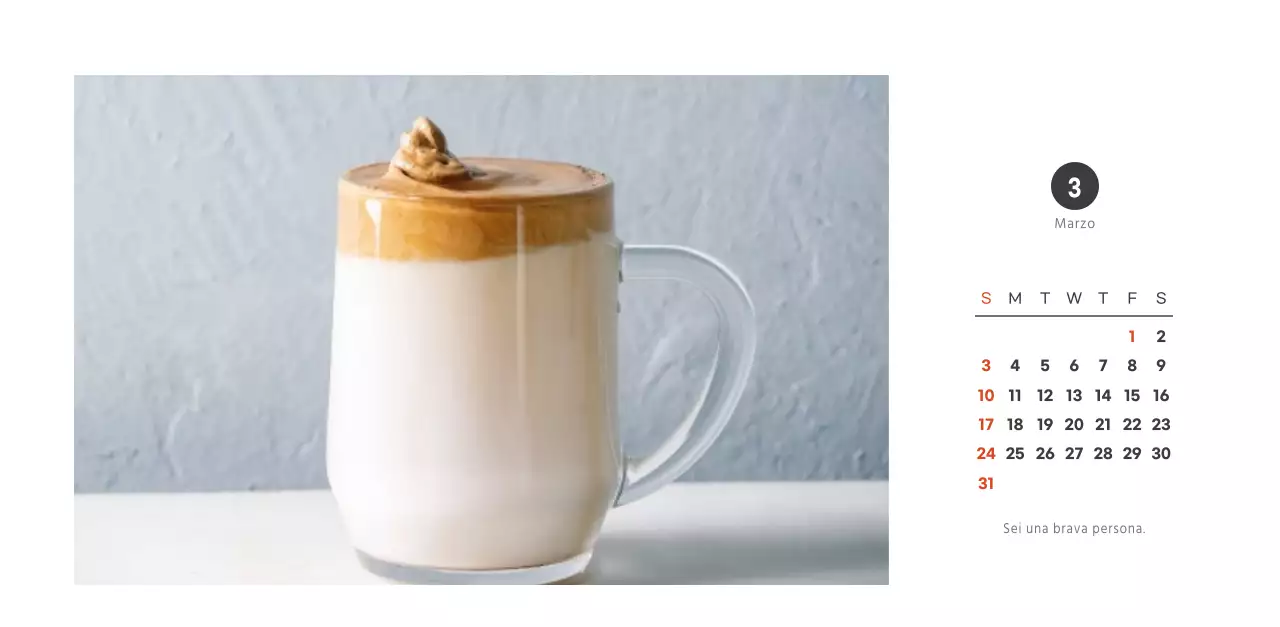 Calendario del caffè semplice e moderno