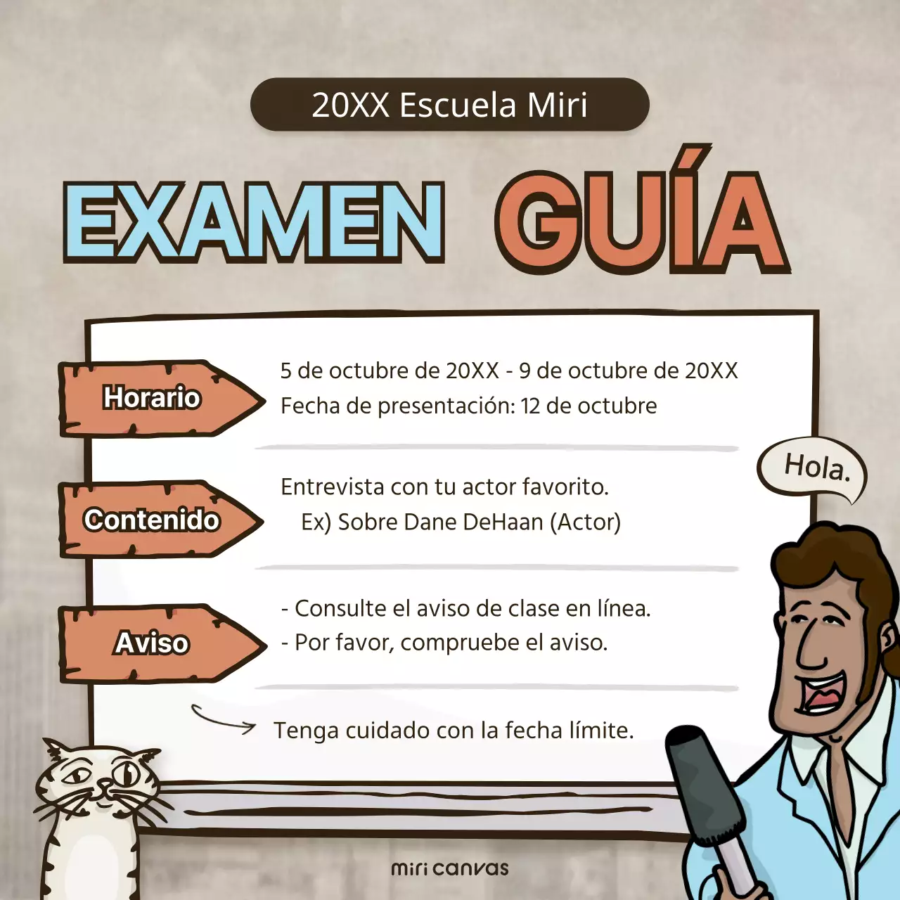 Anuncio de clase ilustrada en marrón