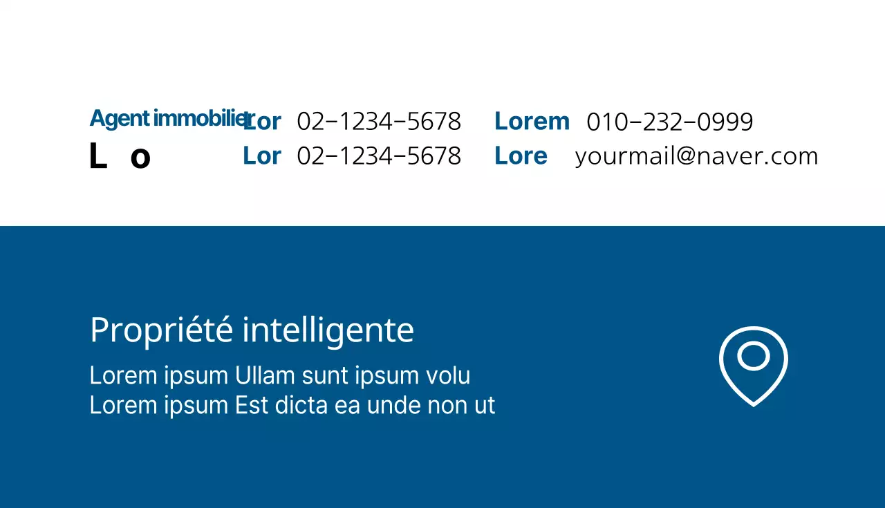 Carte de visite d'une société immobilière en bleu
