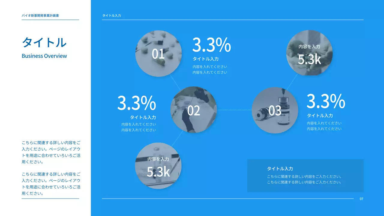 ブルートーンのすっきりとした製薬会社の新薬開発事業計画書