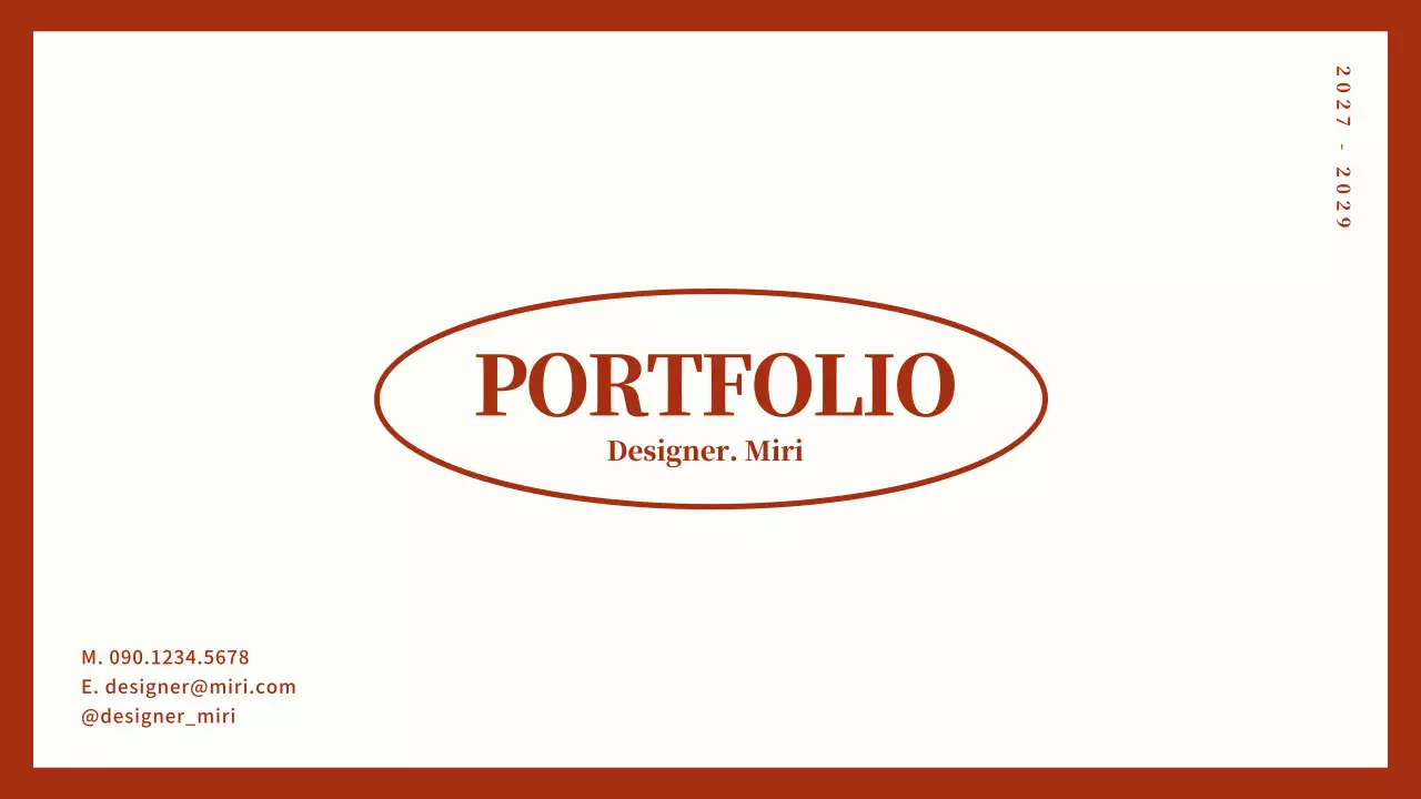 赤 シンプル ポートフォリオ プレゼンテーション