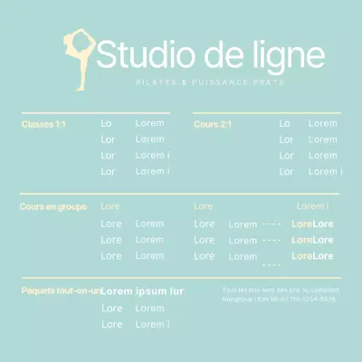 Mint Simple Pilates Menu Board Acrylic Stand