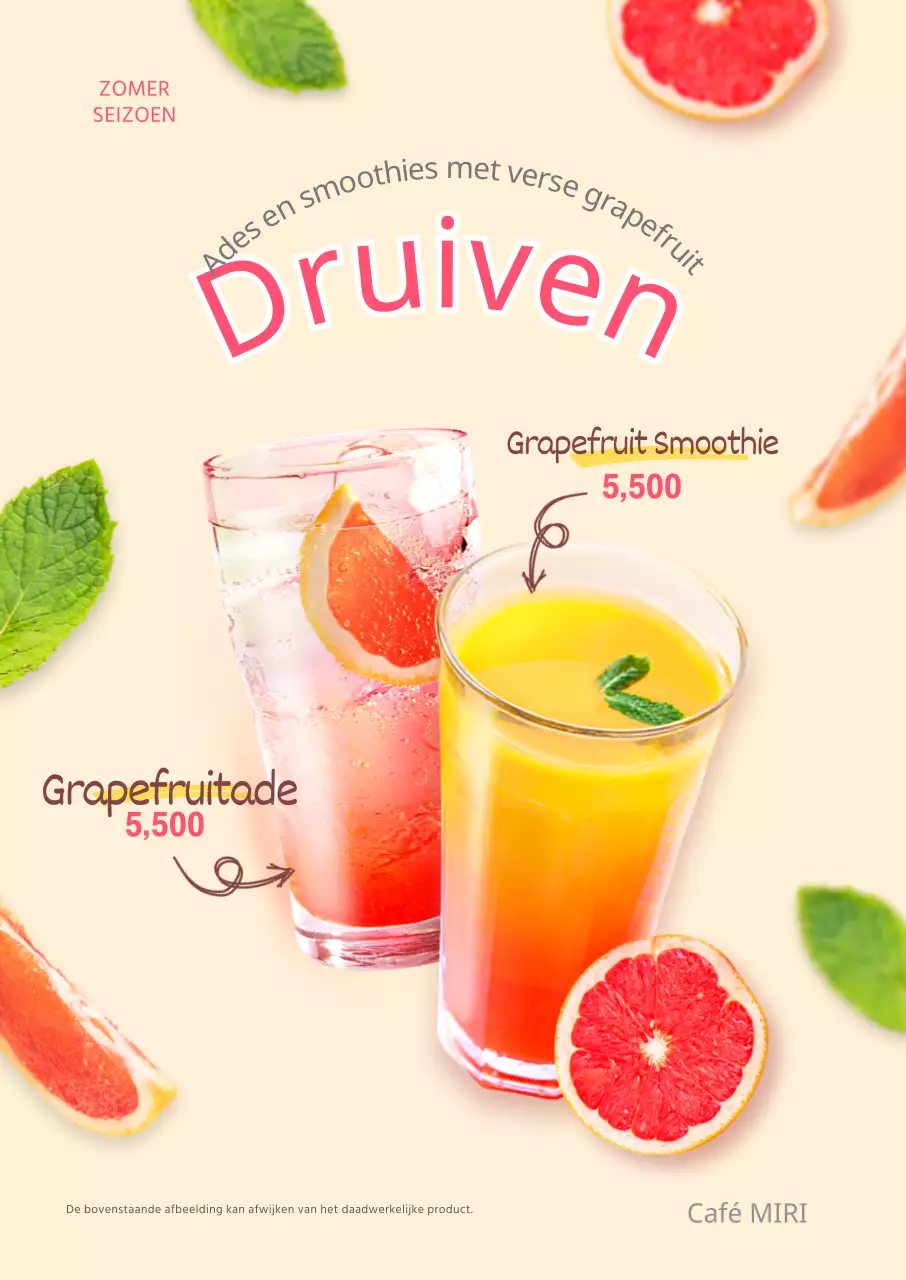 Promoot zomerdrank grapefruitsap grapefruitsmoothies