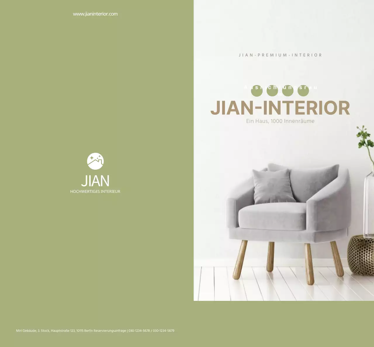 Einfaches Interieur-Logo-Konzept in Hellgrün