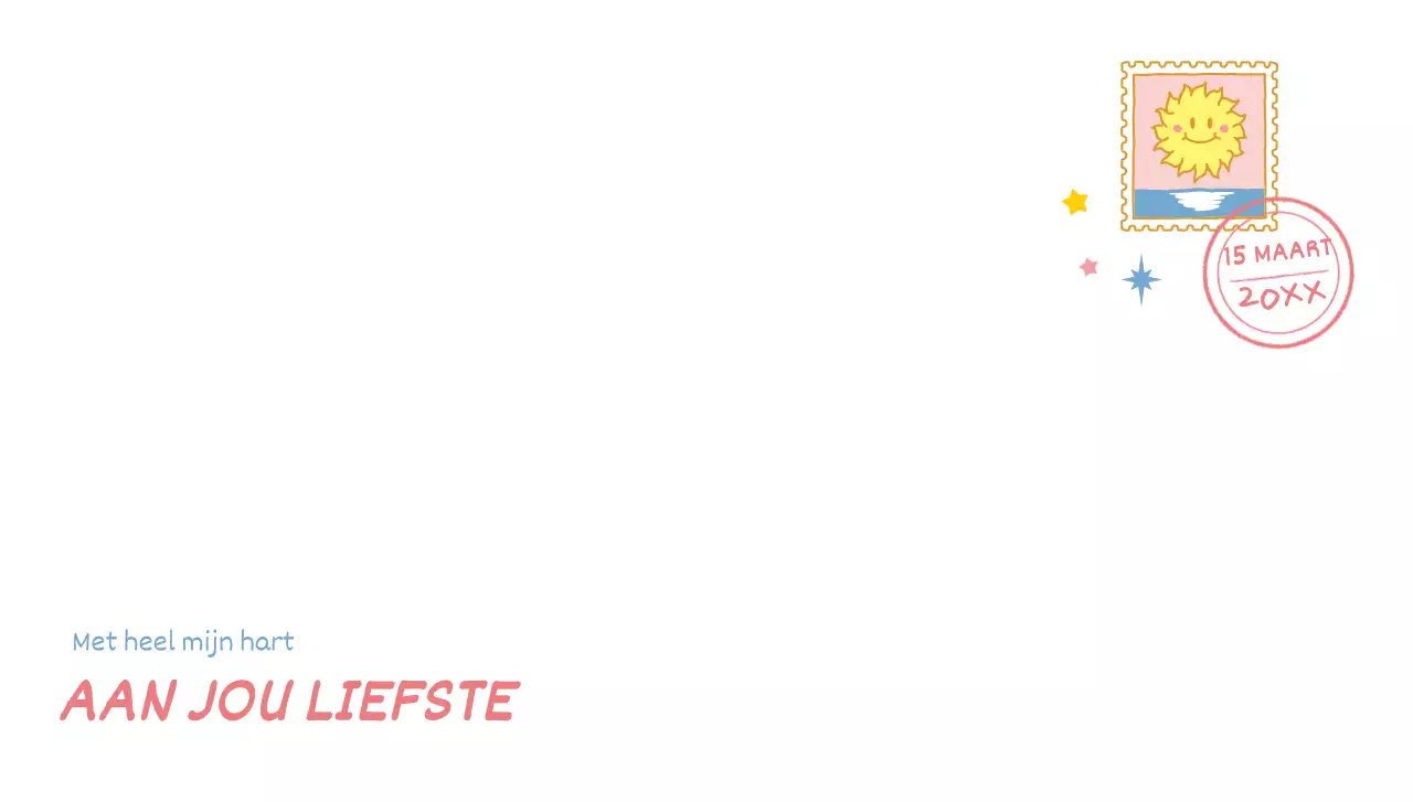 Voor brieven met schattige postzegelillustraties met kleurrijke handgetekende concepten