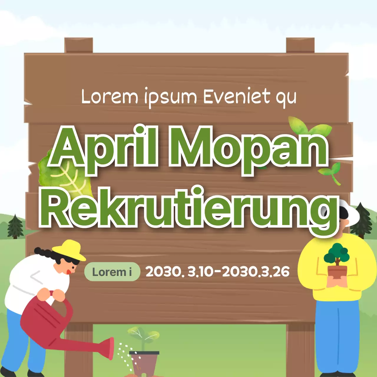 Illustrierter Aufruf zur Frühjahrssämlingsprobe Soziale Medien