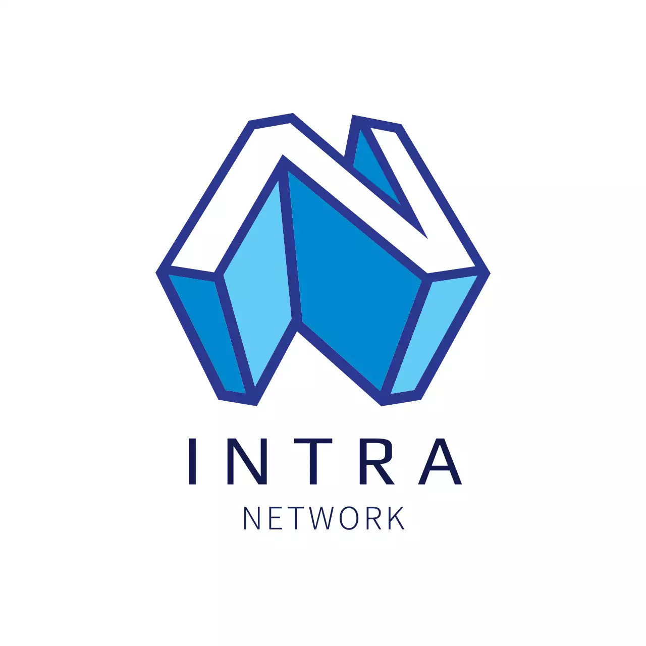 青 モダン ネットワーク ロゴ