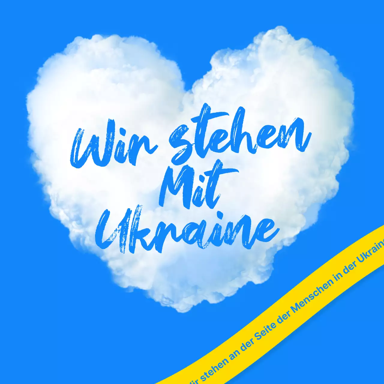 Ukuraina Krieg Friedensbotschaft in blau und gelb