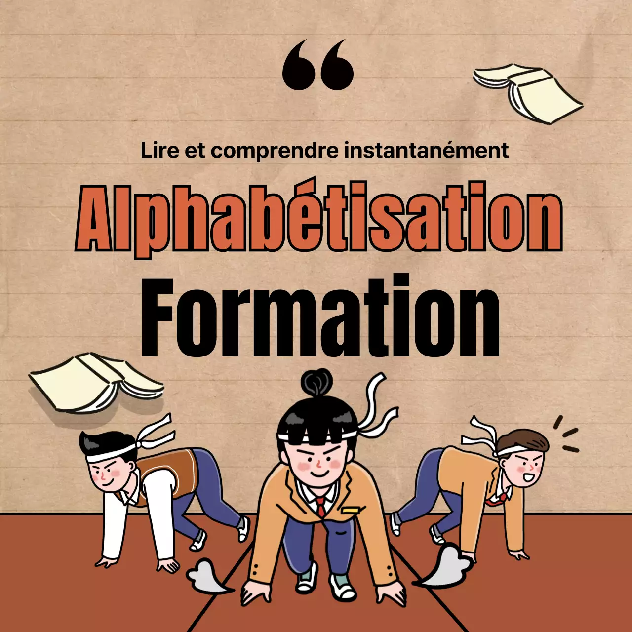 Académie d'alphabétisation avec de jolies illustrations en rouge et noir