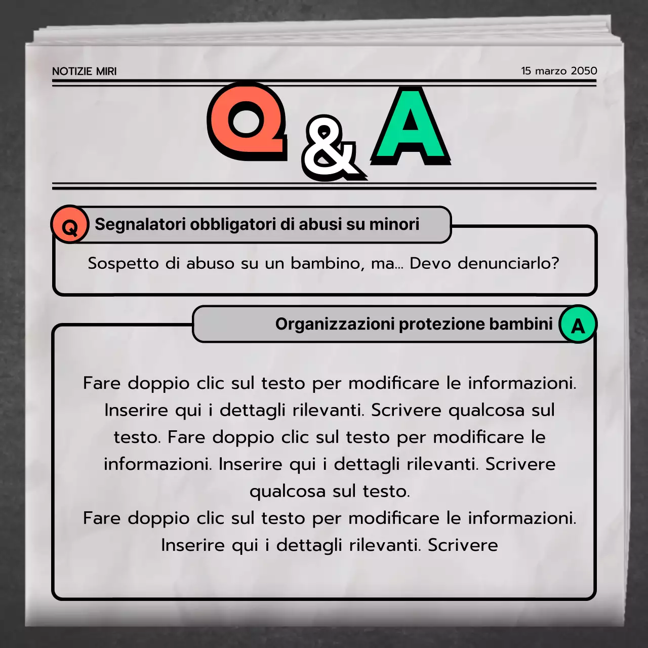 Tipi e prevenzione degli abusi sui minori in Verde Grigio Arancione Giornale Notizie Concetto