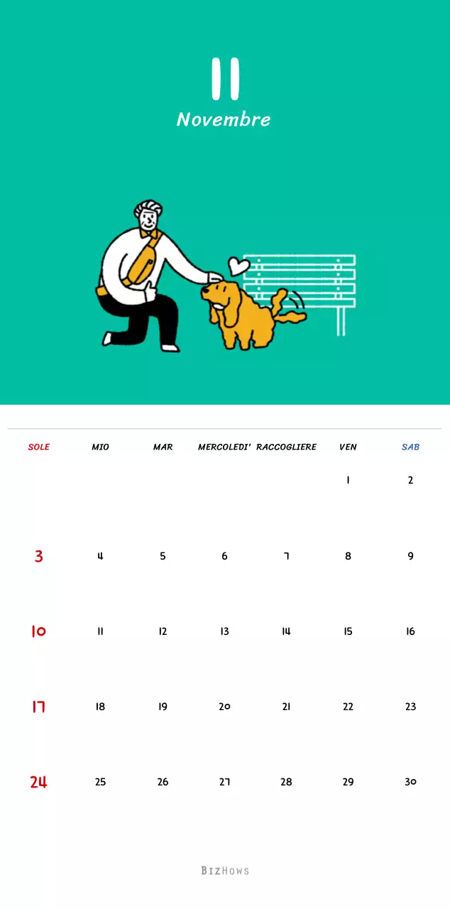 Calendario di Capodanno con simpatiche illustrazioni