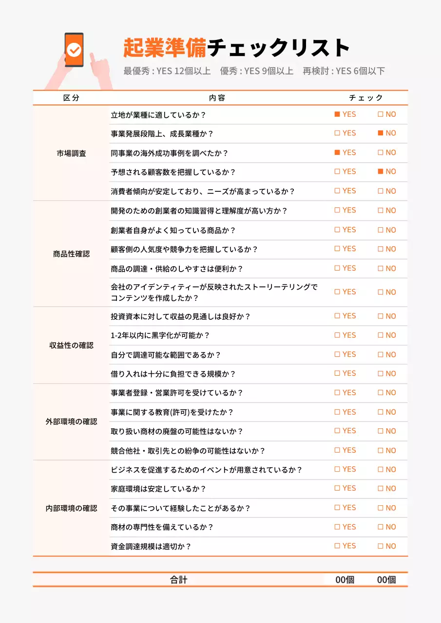 オレンジ シンプル ビジネス チェックリスト 文書フォーム