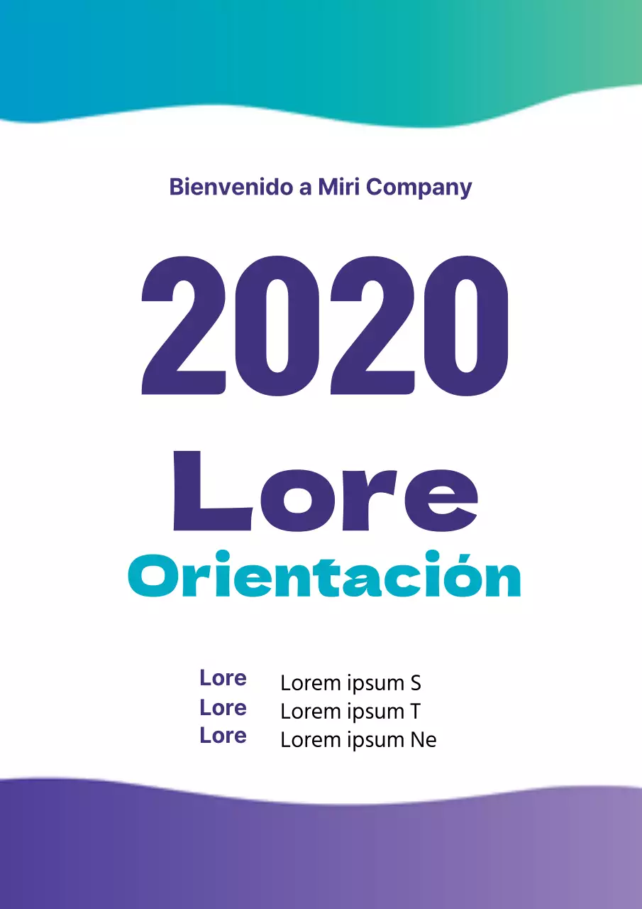 Folleto corporativo sencillo para seminario de nuevas contrataciones en morado y azul claro