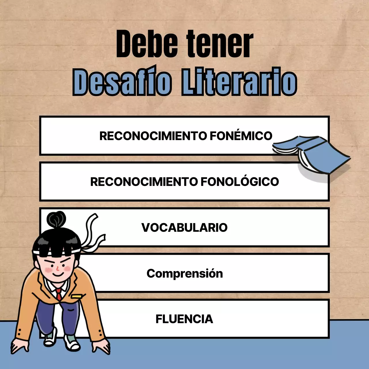 Academia de alfabetización con simpáticas ilustraciones en rojo y negro