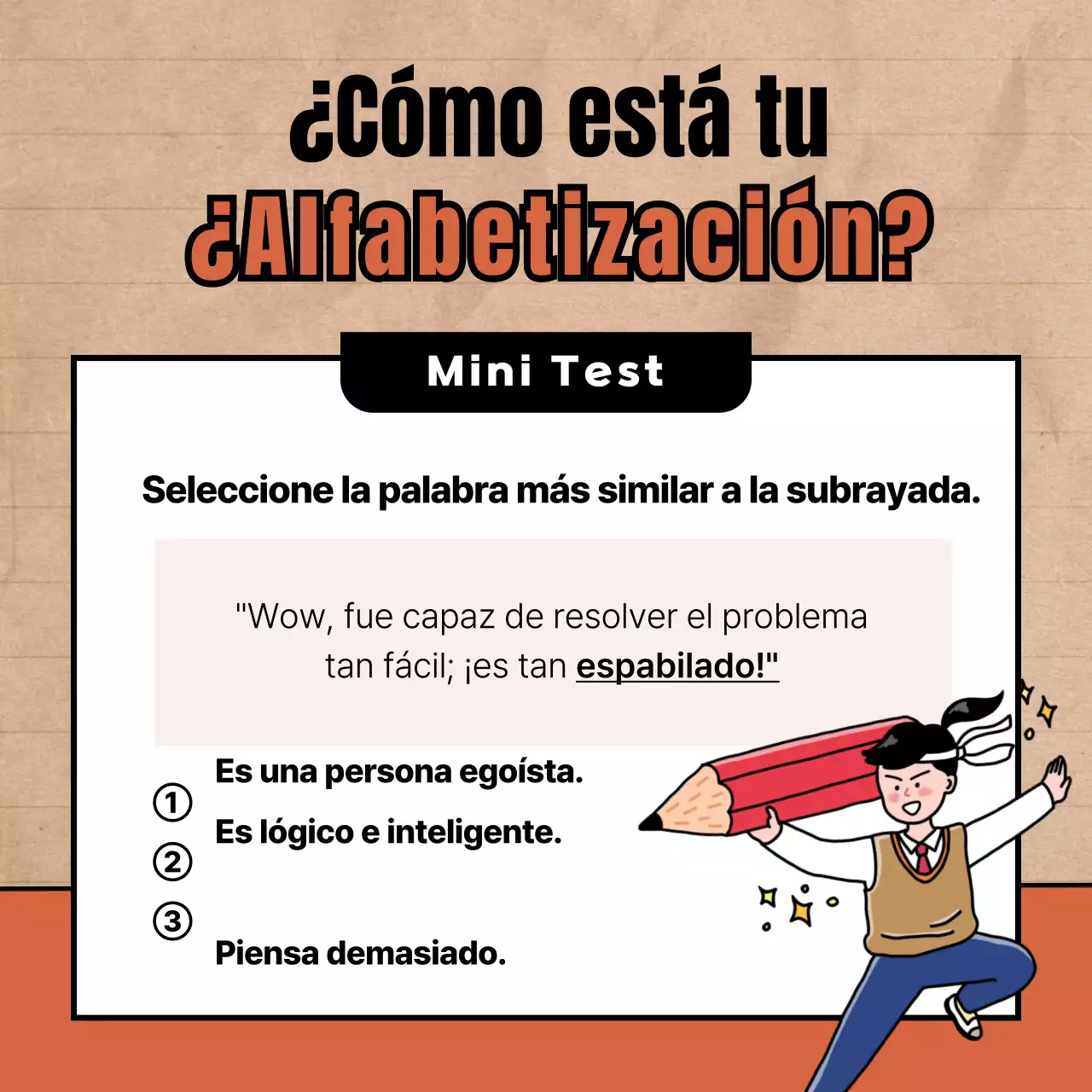 Academia de alfabetización con simpáticas ilustraciones en rojo y negro