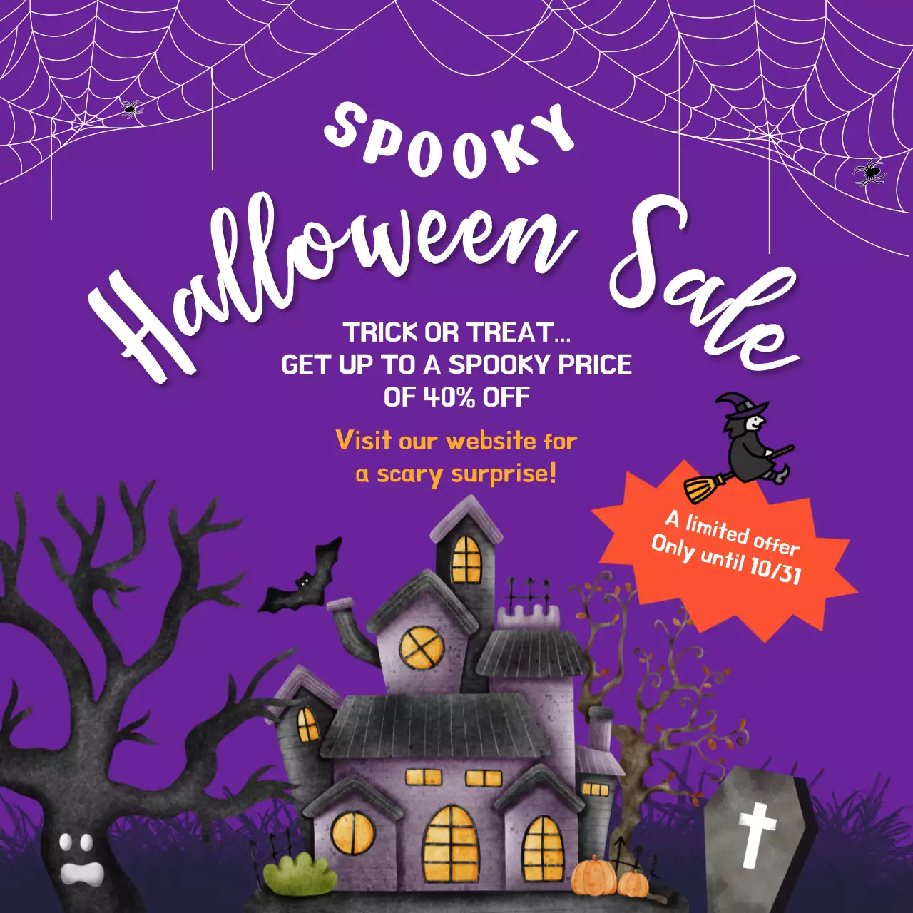 Purple Retro Halloween Promotion Social Media Post
