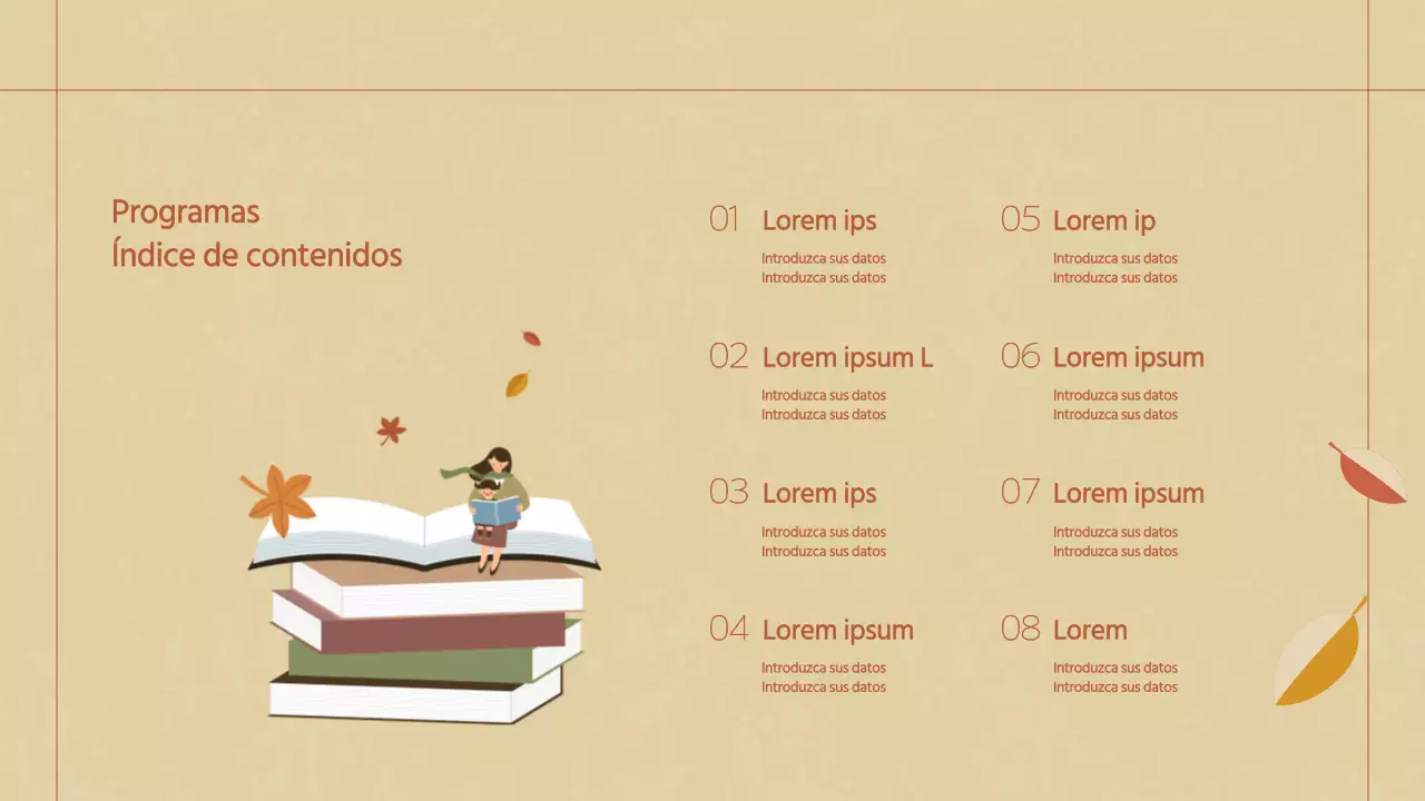 Lección de lectura de otoño Tema en marrones y beiges