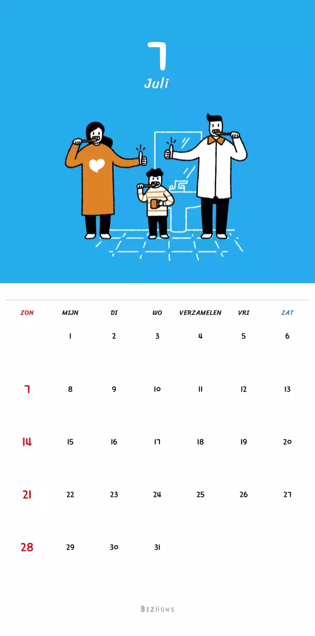 Nieuwjaarskalender met schattige illustraties