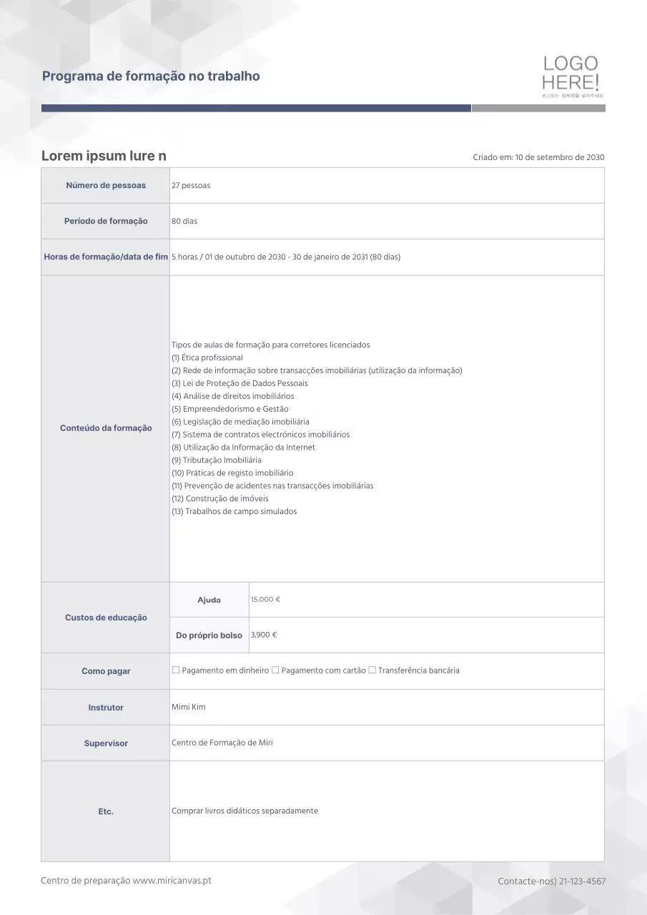 Proposta de curso cinzenta, limpa e prática
