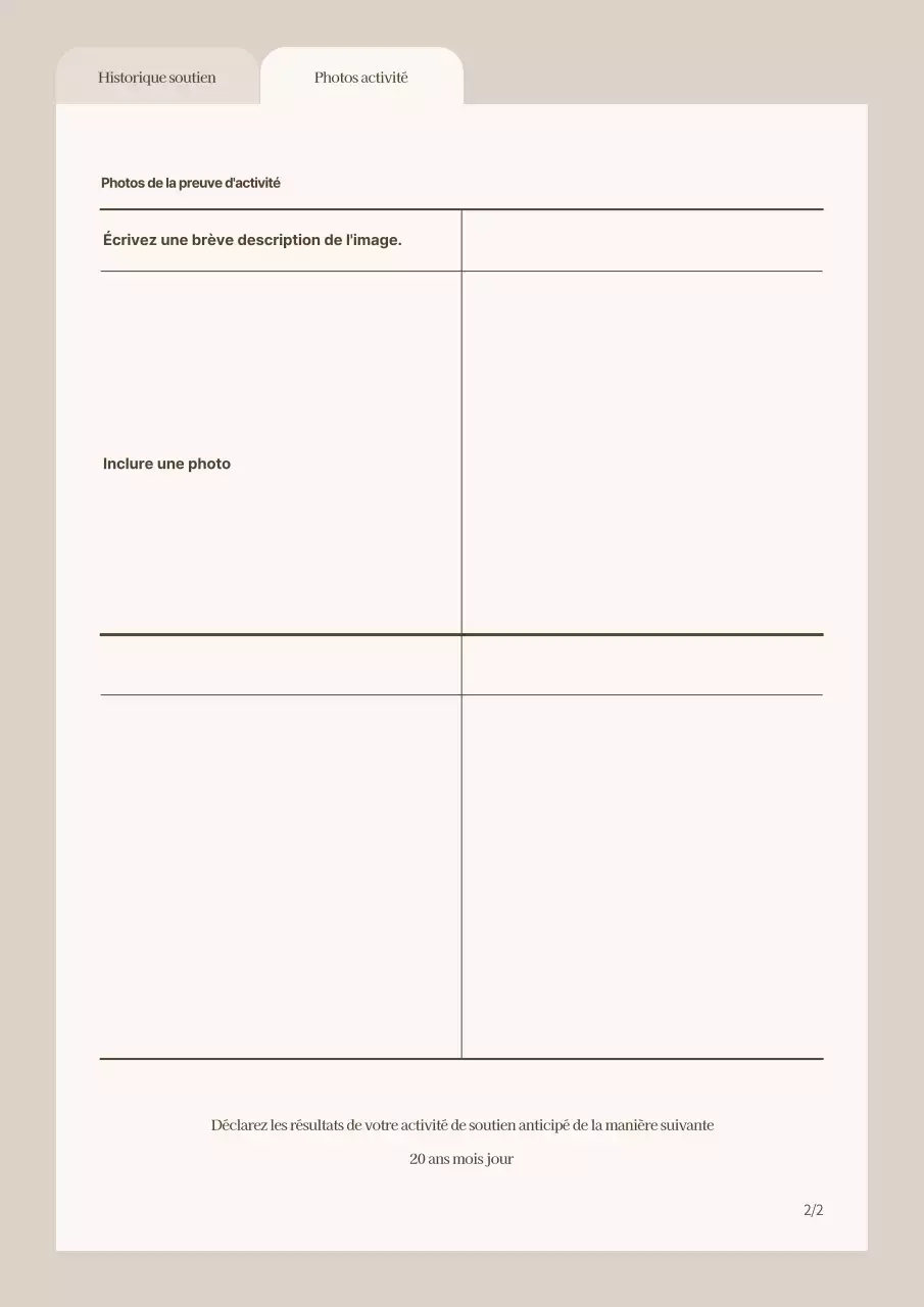 Rapports d'activité de base des supporters en Beige