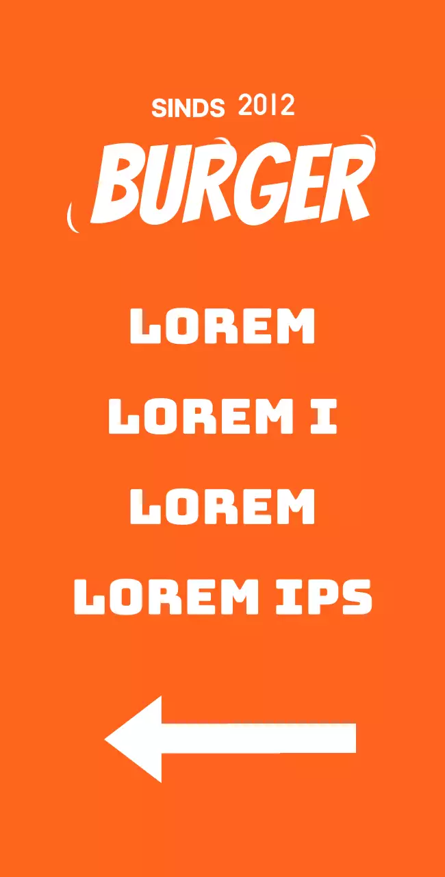 Uithangbord met een menu met een afbeelding van een hamburger op een oranje achtergrond