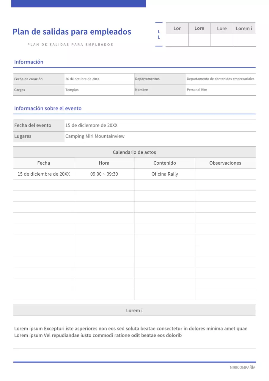 Planificador de picnic de líneas sencillas en azul marino y negro