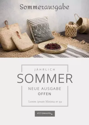 Schlichte sommerliche Interieur-Requisiten in Grau Event-Werbe-Webposter