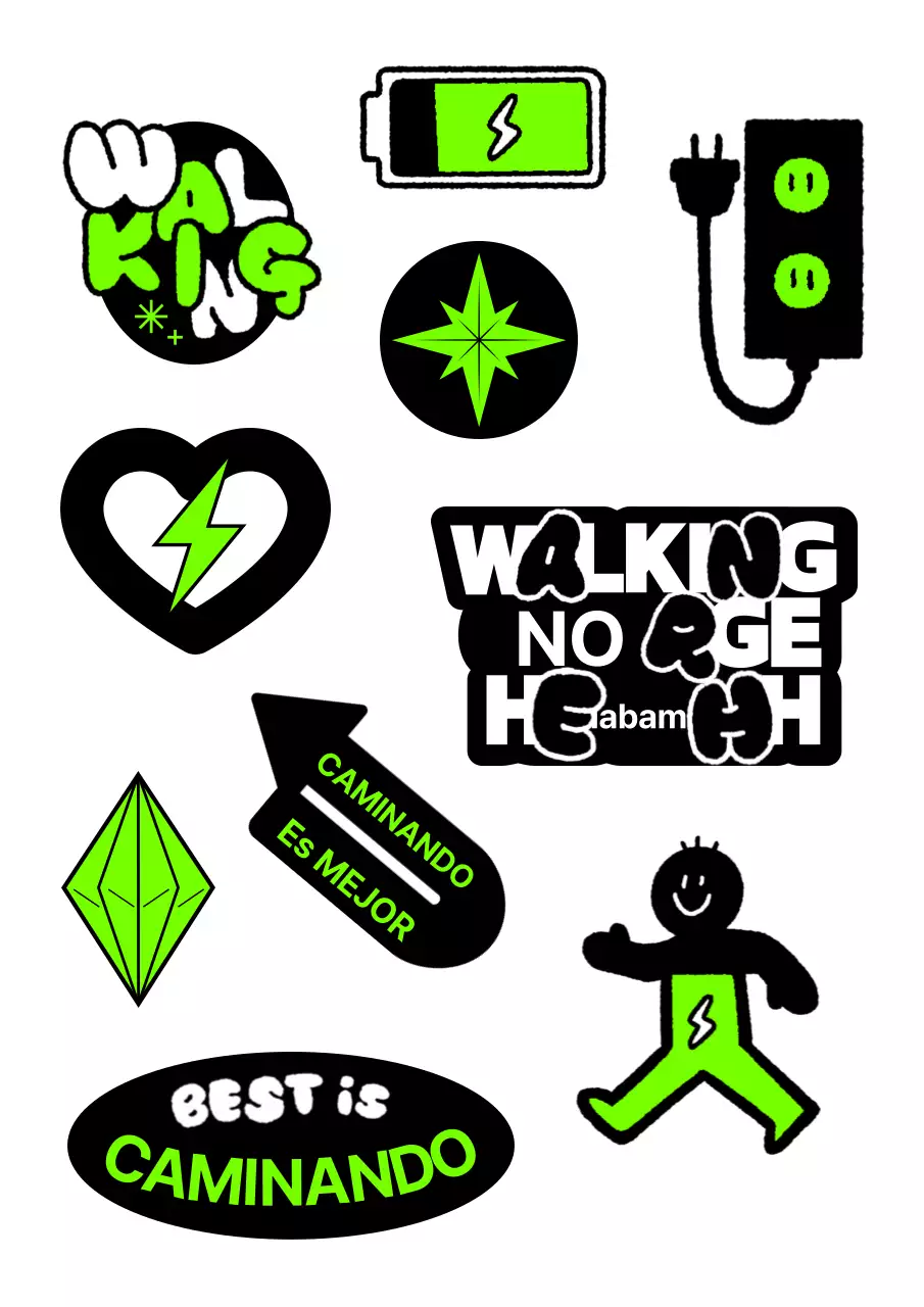 Mercancía de la campaña de senderismo cargada de salud en negro y verde fluorescente