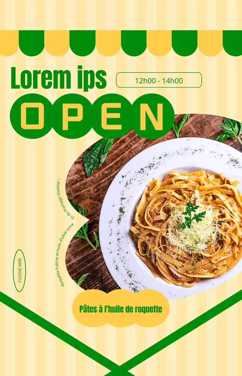 Faites la promotion de vos plats du jour sur un joli fond jaune et vert.