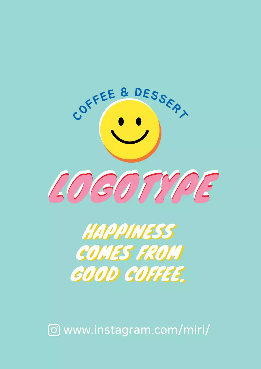 水色 ポップ コーヒー ロゴ ポスター