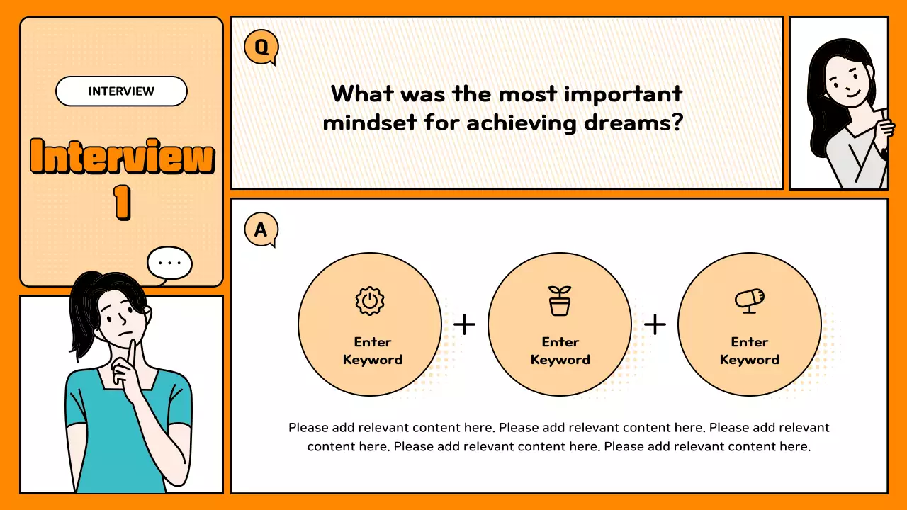 Apresentação simples de perguntas e respostas em laranja