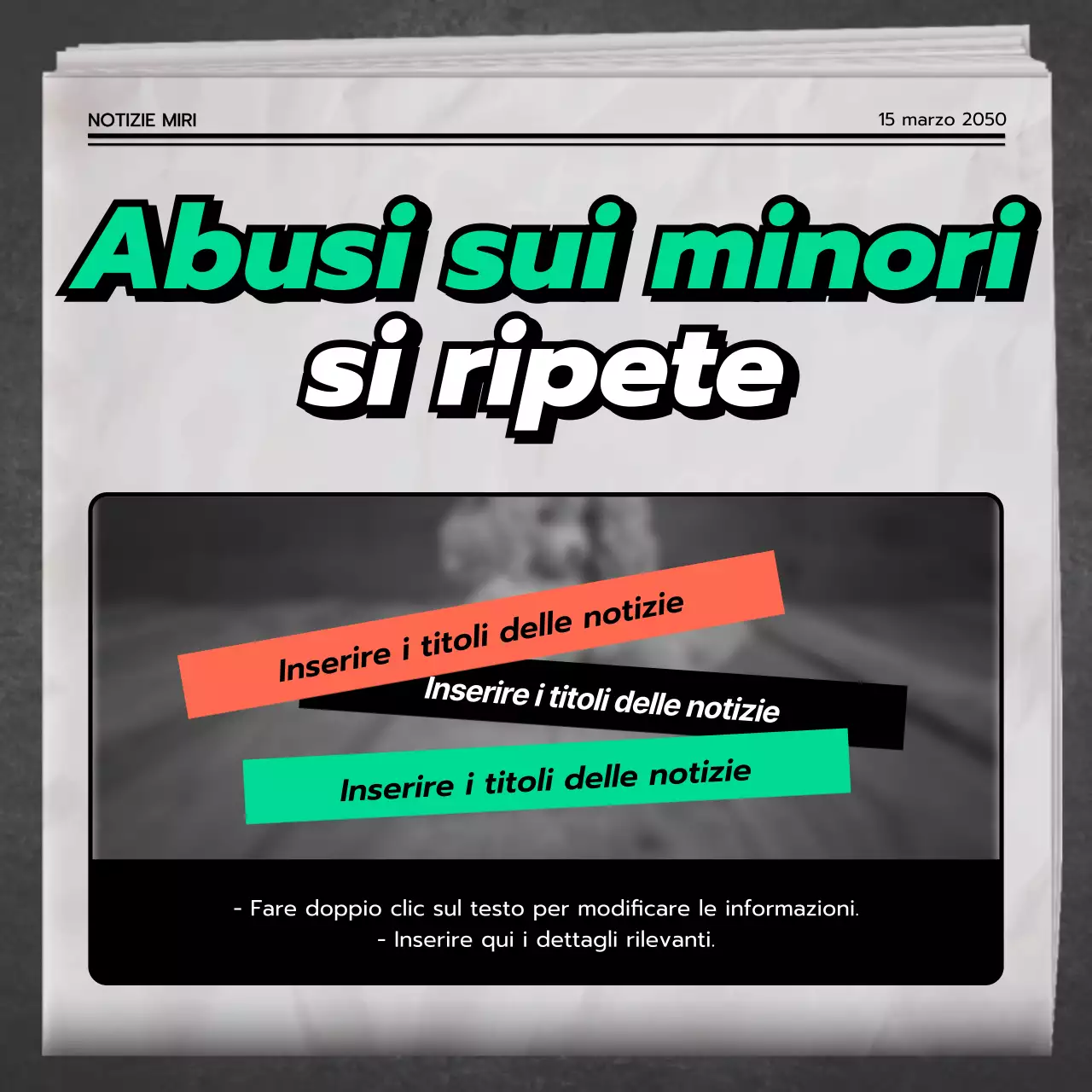 Tipi e prevenzione degli abusi sui minori in Verde Grigio Arancione Giornale Notizie Concetto