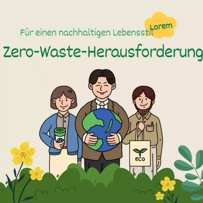 Plastikfreie Herausforderung mit einem grünen Illustrationsthema für Büroangestellte