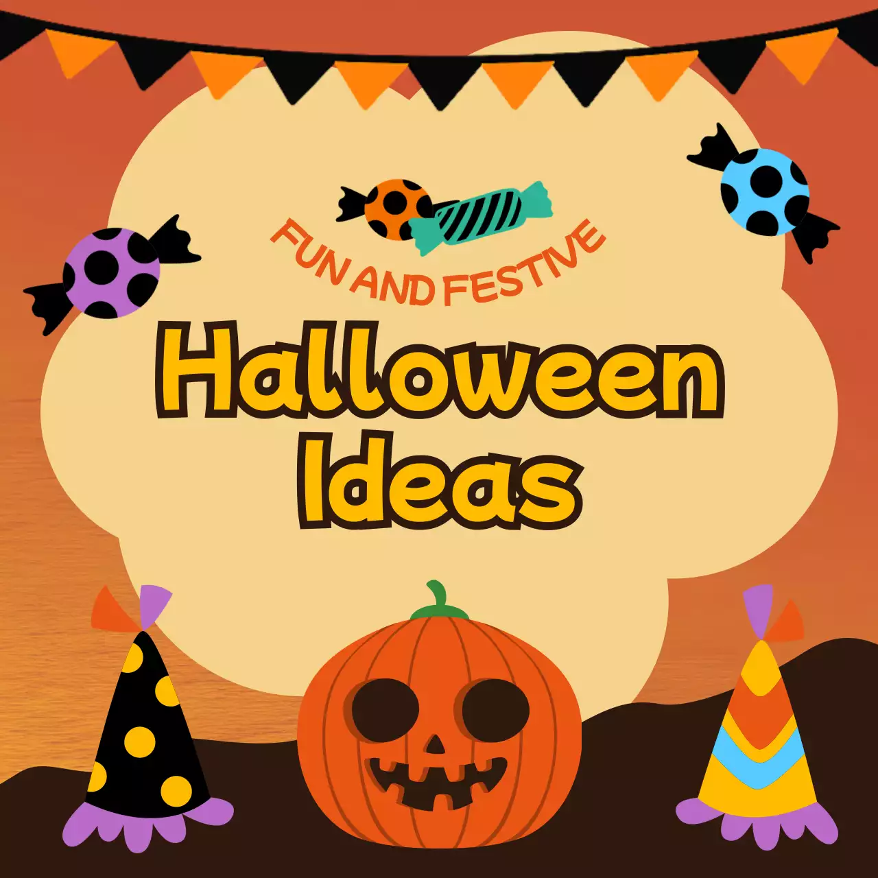 Orange Vintage Halloween Guide Social Media Post