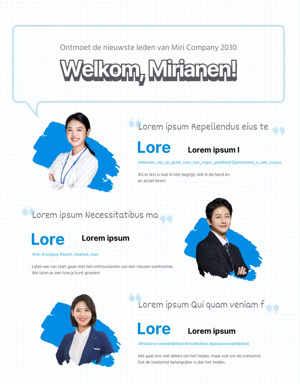 Blauw en geel inleidend bedrijfsnieuwsbrief webzine