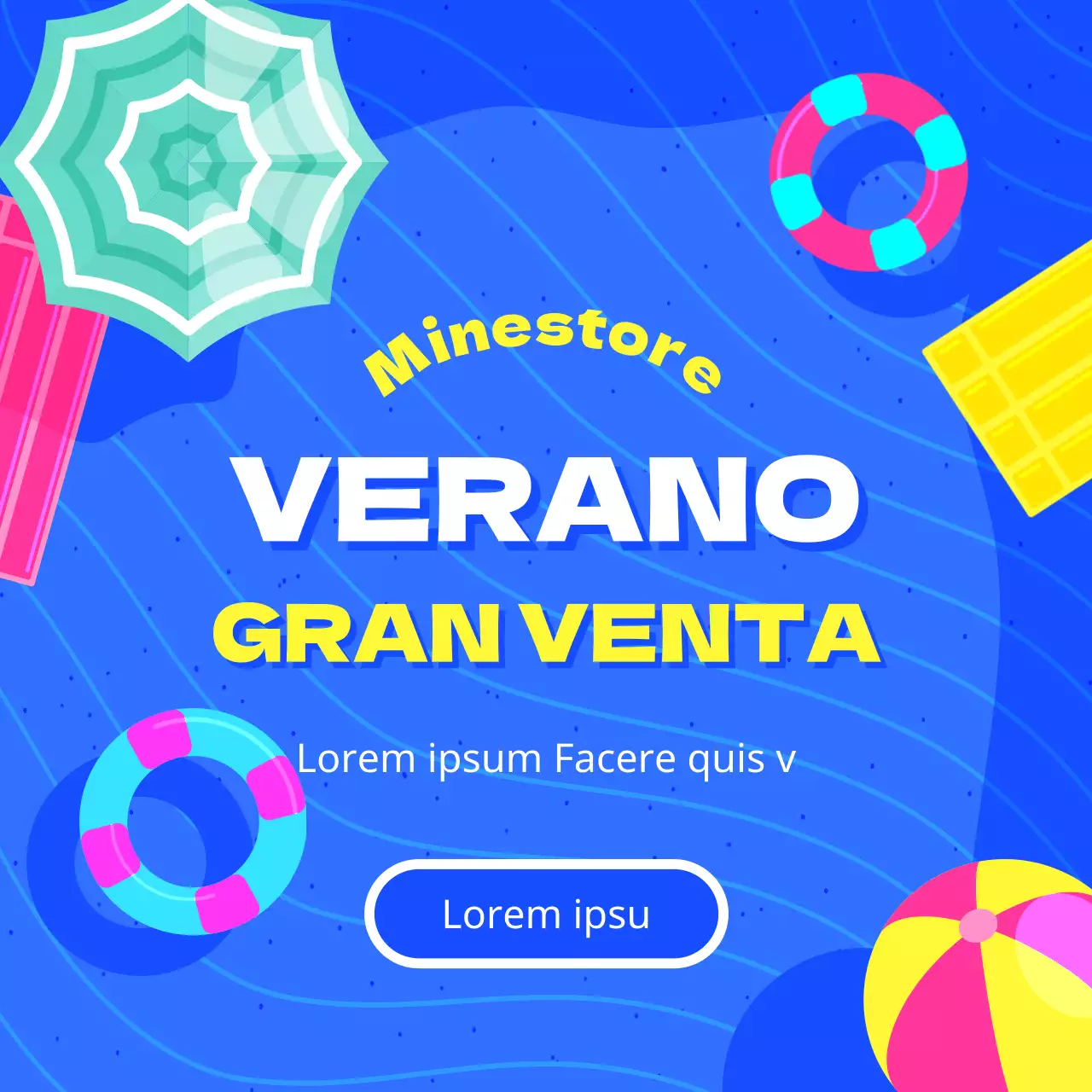 Promociona tu gran venta de verano con toques de azul y rosa