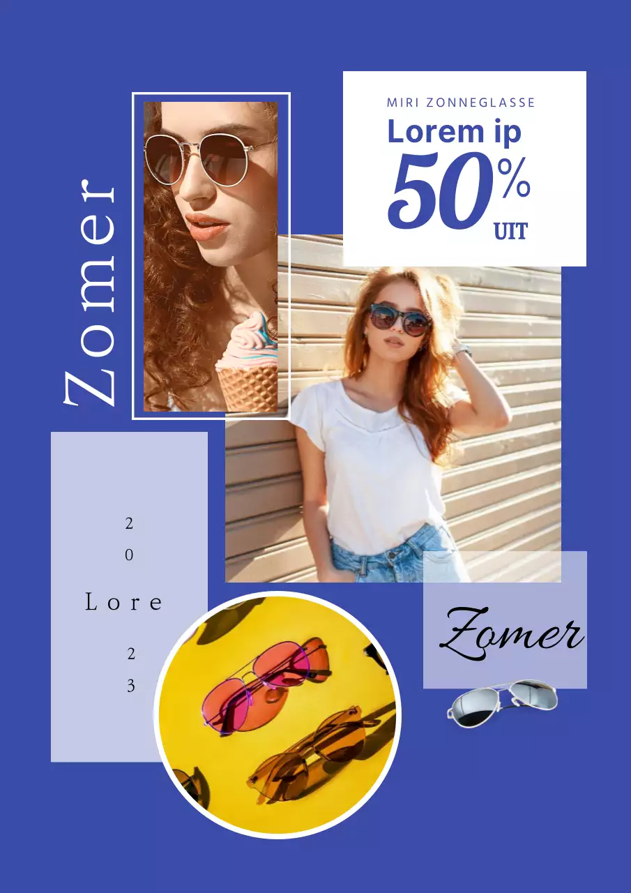 Strakke zomer merk verkoop promotionele flyer in blauw