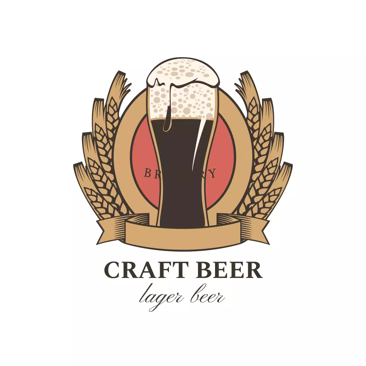 シンプルなヴィンテージビールイラストコースター