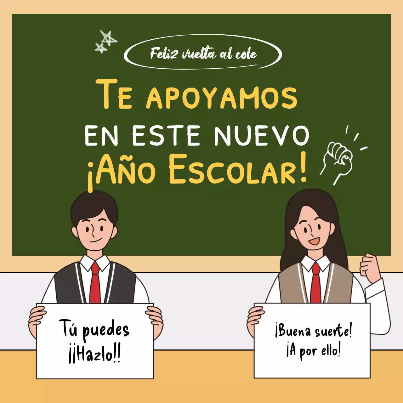 Nuevo semestre estudiante animar frase en el aula verde pizarra concepto de escritura