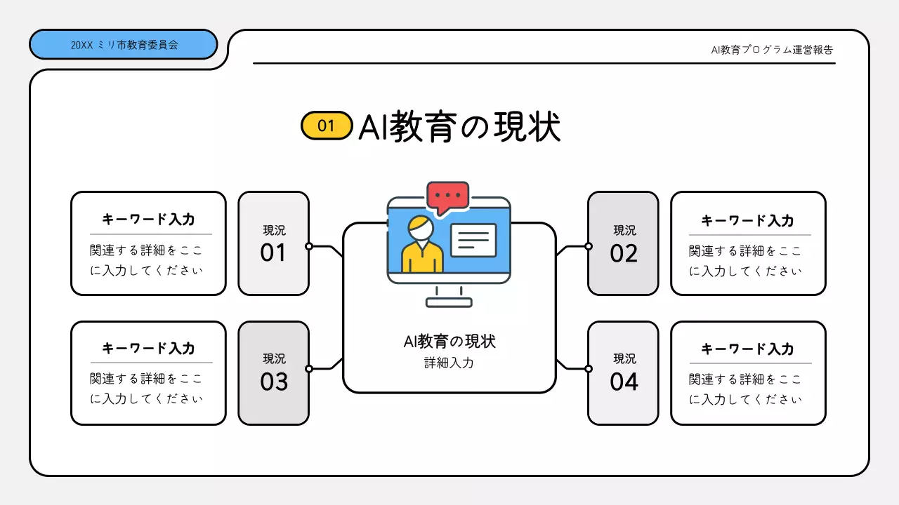 青と黄色のすっきりとしたトレーニングレポートプレゼンテーションキット