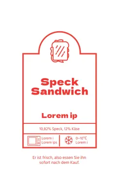 Rot illustriertes Sandwich-Etikett