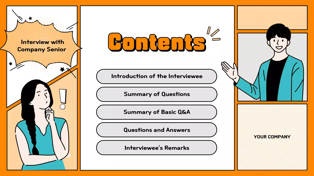 Apresentação simples de perguntas e respostas em laranja