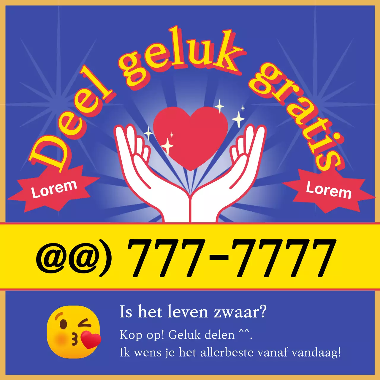 Retro good luck freebie flyer in geel en blauw
